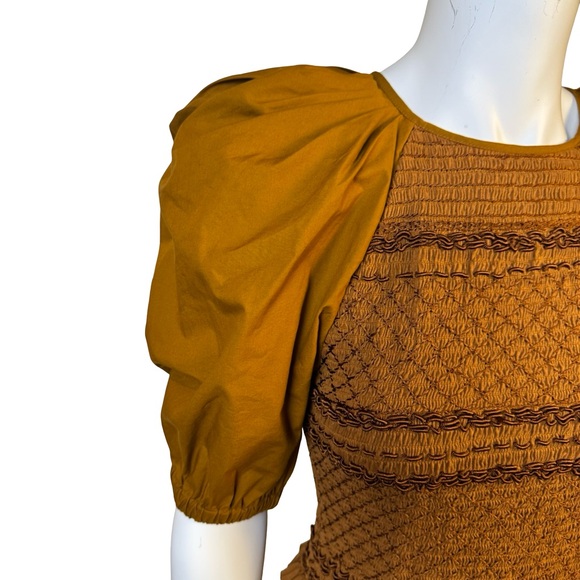 $525 NEW ULLA JOHNSON Kali Dress Sandstone Kaiya Smock Bodice Cotton Sz 2 Small - Picture 6 of 12